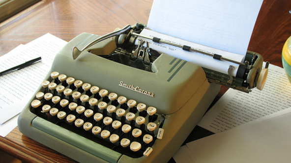 A Smith Corona typewriter.