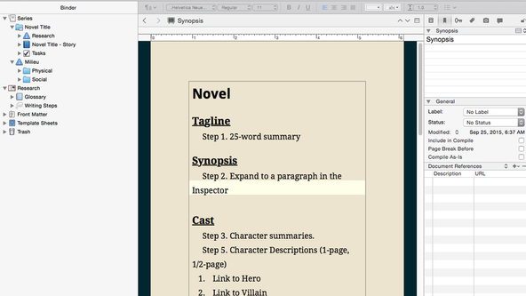 Screenshot of Scrivener Series